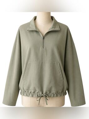 Prana Railay Woman Quarter Zip Sage Pullover Jacket Kangaroo Pocket Size Small